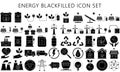 Simple and bold Energy black filled icon set