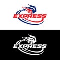 Fast Box Logo Vector. Express Moving Box Logotype. Royalty Free Stock Photo