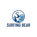 Vector illustration of surfing bear Royalty Free Stock Photo