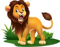 Cartoon lion roaring in grass Royalty Free Stock Photo