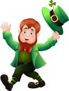 Cartoon funny leprechaun tipping his hat