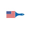 The america flag with a paint symbol combined logo design