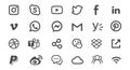 Social media Icons on white vector set Royalty Free Stock Photo