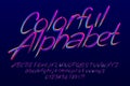 Colorful alphabet font. Hand drawn letters, numbers and punctuation. Royalty Free Stock Photo