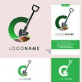 Letter C Shovel Logo Design Vector Graphic Icon