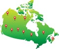 Canada map with located states Royalty Free Stock Photo