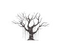 Dead Banyan tree logo illustration Royalty Free Stock Photo