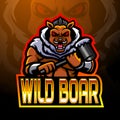 Wild boar esport logo mascot design Royalty Free Stock Photo