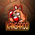 Boxing kangaroo mascot esport logo design