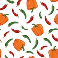 Bright summer print with multi-colored hot peppers