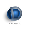 3d D letter design square logo template for business and corporate identity