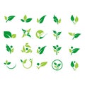 Leaf, plant, logo, ecology, people, wellness, green, leaves, nature symbol icon set of vector designs Royalty Free Stock Photo