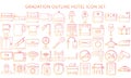 Set of gradation vector thin line icons for hotel Royalty Free Stock Photo