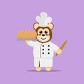 Cute monkey making a bread