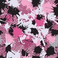 Grunge pink camouflage, modern fashion design. Camo pattern, fashionable fabric. Vector seamless lattice texture. Royalty Free Stock Photo