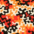 Fashionable camo, seamless colorful pattern for your design. Bright orange coloring camouflage, modern fabric print. Vector Royalty Free Stock Photo