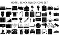 Set of black filled vector icons of hotel Royalty Free Stock Photo