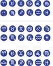 Blue and white icons zodiac signs Royalty Free Stock Photo