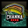Channa barca fish mascot. esport logo design Royalty Free Stock Photo