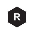 Logo R with black hexagon background