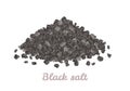 Heap of Himalayan black rock salt isolated on white background. Vector illustration of Hawaiian Black Lava Salt.