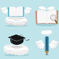 Illustration Of Angel Book, Hat Graduation, pencil