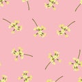 Abstract flowers seamless patterns on pink background. Design for paper, cover, fabric, interior decor and other users.