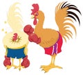 cock hen chicken fight bird vector illustration transparent background Royalty Free Stock Photo