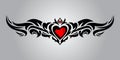 red heart tribal tattoo vektor with wings Royalty Free Stock Photo
