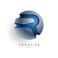 3d letter design round R logo template for business and corporate identity