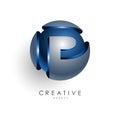 3d letter design round P logo template for business and corporate identity
