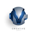 3d letter design round M logo template for business and corporate identity