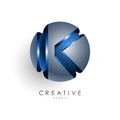 3d letter design round K logo template for business and corporate identity