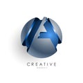 3d letter design round A logo template for business and corporate identity