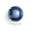 3d letter design round D logo template for business and corporate identity
