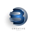 3d letter design round B logo template for business and corporate identity