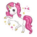 Illustration of cute cartoon unicorn. Royalty Free Stock Photo
