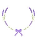 Floral frame lavender flowers tied