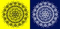 Indian Traditional and Cultural Rangoli Mandala design concept of tulasi flowers and petals