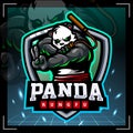Panda warrior mascot. esport logo design Royalty Free Stock Photo