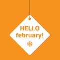 Hello february on orange Royalty Free Stock Photo