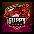 Guppy fish mascot. esport logo design
