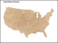 Old vintage paper textured map of United States of America Royalty Free Stock Photo