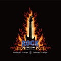 The rock festival logo concept with a combination of guitar and fire Royalty Free Stock Photo