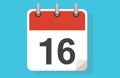 Day Sixteen. Simple calendar with date 8. Flat calendar icon vector illustration. calendar icon flat day 8. Vector illustration. C