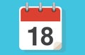 Day Eighteen. Simple calendar with date 18. Flat calendar icon vector illustration. calendar icon flat day 18. Vector illustration