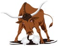 angry brown bull animal vector illustration transparent background Royalty Free Stock Photo