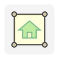 Land plot and house vector icon. 64x64 pixel.