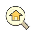 Search house vector icon design. 64x64 pixel.