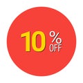 10 percent off Special offer discount label.